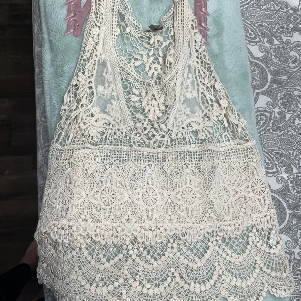 Dynamite Cream Crochet Lace Top - Picture 2 of 7